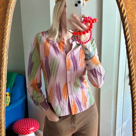 Vintage Brushstroke Blouse, Size S/M - Picture 2 of 4